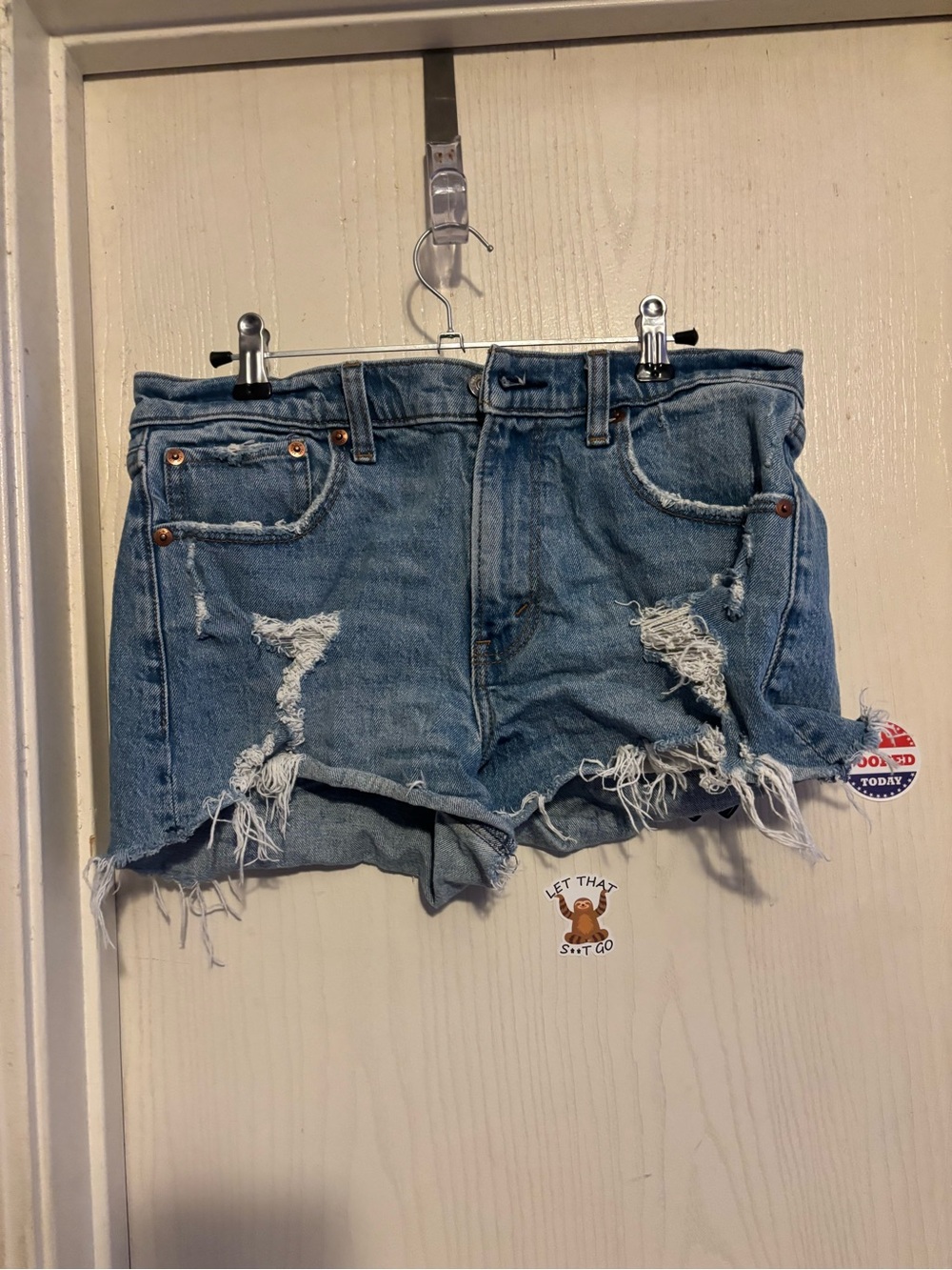 Abercrombie & Fitch Distressed Light Blue Denim Cutoff Shorts
